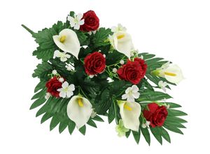 4019844776336 - Kunstblume IGEA Aufleger mit künstlichen Rosen und Calla rot (rot weiß) B32cm H48cm L11cm Polyester Kunstpflanzen Grableger Friedhofsgesteck Arrangement Blume Seidenblume Blumen 4019844776336 - Kunstblume IGEA Aufleger mit künstlichen Rosen und Calla rot (rot weiß) B32cm H48cm L11cm Polyester Kunstpflanzen Grableger Friedhofsgesteck Arrangement Blume Seidenblume Blumen