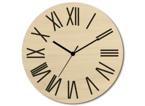 4062144961964 - Wanduhr ARTLAND Zeit in römischer Ziffern Moderne beige (naturfarben) B30cm H30cm T06cm Wanduhren wahlweise mit Quarz- oder Funkuhrwerk lautlos ohne Tickgeräusche