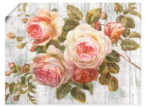 4055327746335 - Wandbild ARTLAND Vintage Rosen auf Holz Bilder Gr B H 60 cm x 45 cm Poster Blumen Querformat 1 St pink Bild Poster Bilder als Leinwandbild Wandaufkleber oder in versch Größen
