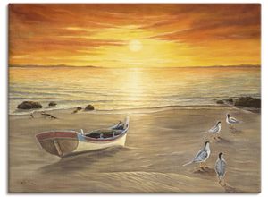 4055327149501 - Wandbild ARTLAND Möwen Bilder Gr B H 80 cm x 60 cm Leinwandbild Sonnenaufgang & -untergang 1 St braun Bild Metallbild Metallbilder Bilder als Alubild Leinwandbild Wandaufkleber oder Poster in versch Größen