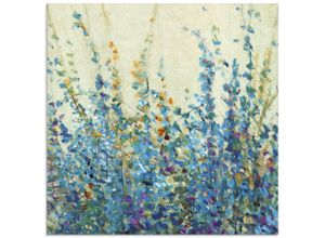 4058661378163 - Glasbild ARTLAND Blautöne II Bilder Gr B H 50 cm x 50 cm Glasbild Blumenwiese quadratisch 1 St blau Bild Glasbild Glasbilder Bilder in verschiedenen Größen