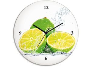 4055327066174 - Wanduhr ARTLAND Limette mit Spritzwasser Wanduhren Gr T 18 cm Quarzuhr gelb Wanduhren wahlweise mit Quarz- oder Funhuhrwerk lautlos ohne Tickgeräusche