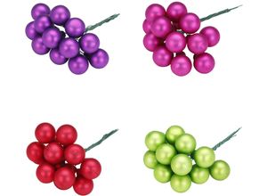 4061752180408 - Christbaumschmuck MAGIC BY INGE Spiegelbeeren Happy X-Mas 4-fach sortiert Weihnachtsbaumschmuck bunt Weihnachtsbaumschmuck Weihnachtsdeko Weihnachtsschmuck aus Echtglas