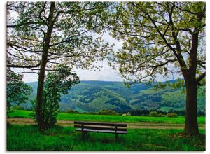 4055327858649 - Wandbild ARTLAND Ausblick in den Frühling Bilder Gr B H 80 cm x 60 cm Leinwandbild Felder 1 St grün Bild Kunstdruck Leinwandbild Kunstdrucke Bilder als Leinwandbild Wandaufkleber oder Poster in versch Größen