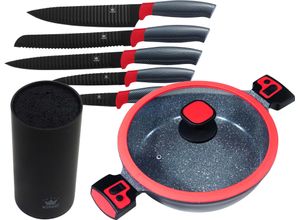 4019256019403 - Servierpfanne KING Click-Grip Pfannen Gr Ø 28 cm + Höhe 8 cm rot (rot schwarz) Servierpfannen Pfanne ink 6-teiligem Messerblock Induktion 4019256019403 - Servierpfanne KING Click-Grip Pfannen Gr Ø 28 cm + Höhe 8 cm rot (rot schwarz) Servierpfannen Pfanne ink 6-teiligem Messerblock Induktion