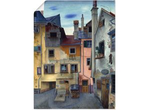 4062144690048 - Wandbild ARTLAND Alte Häuser in Lindau Bilder Gr B H 60 cm x 80 cm Poster Fenster & Türen Hochformat 1 St blau Kunstdrucke als Alubild Leinwandbild Wandaufkleber oder Poster in versch Größen