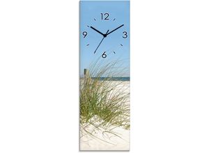 4062144286395 - Wanduhr ARTLAND Schöne Sanddüne mit Gräsern und Zaun Wanduhren Gr B H T 20 cm x 60 cm x 18 cm Funkuhr beige (natur) Wanduhren wahlweise mit Quarz- oder Funhuhrwerk lautlos ohne Tickgeräusche