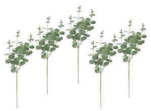 4019844814892 - Kunstzweig IGEA Künstlicher Zweig Eukalyptus grün B18cm H60cm L18cm Polyester Kunstpflanzen 5er Set Dekozweig Deko für Girlande Kranz Weihnachtsdeko Einzelblume