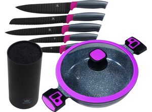 4019256019380 - Servierpfanne KING Click-Grip Pfannen Gr Ø 28 cm + Höhe 8 cm lila (beere schwarz) Servierpfannen Pfanne ink 6-teiligem Messerblock Induktion 4019256019380 - Servierpfanne KING Click-Grip Pfannen Gr Ø 28 cm + Höhe 8 cm lila (beere schwarz) Servierpfannen Pfanne ink 6-teiligem Messerblock Induktion