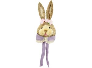 4019844799786 - Dekofigur IGEA Tierfigur Bast-Hasenkopf Hase Osterhasen Deko Ostern Osterdeko Dekofiguren Gr B H 16 cm x 60 cm lila (violett) Weihnachtsengel Weihnachtsfiguren Türdeko Wanddeko Osterfigur Frühlingsdeko Dekohase Skulptur Frühling