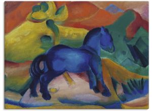 4058661198396 - Wandbild ARTLAND Blaues Pferdchen Kinderbild 1912 Bilder Gr B H 80 cm x 60 cm Leinwandbild Tiere 1 St bunt Bild Metallbild Metallbilder Bilder als Alubild Leinwandbild Wandaufkleber oder Poster in versch Größen
