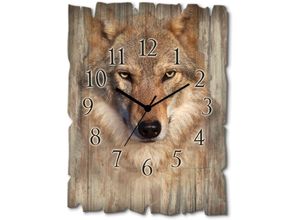 4062144355008 - Wanduhr ARTLAND Wolf Wanduhren Gr B H T 30 cm x 40 cm x 06 cm Funkuhr braun Wanduhren wahlweise mit Quarz- oder Funhuhrwerk lautlos ohne Tickgeräusche 4062144355008 - Wanduhr ARTLAND Wolf Wanduhren Gr B H T 30 cm x 40 cm x 06 cm Funkuhr braun Wanduhren wahlweise mit Quarz- oder Funhuhrwerk lautlos ohne Tickgeräusche