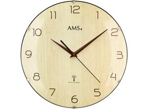 4037445158115 - Funkwanduhr AMS F5557 schwarz Wanduhren H 5cm QuarzuhrWohnzimmerEsszimmerKücheArbeitszimmerBüro Flur