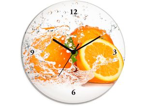 4055327067133 - Wanduhr ARTLAND Orange mit Spritzwasser Wanduhren Gr T 18 cm Quarzuhr orange Wanduhren wahlweise mit Quarz- oder Funhuhrwerk lautlos ohne Tickgeräusche