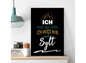4067437340341 - Metallbild QUEENCE Nur nach Sylt Bilder Gr B H 30 cm x 45 cm Metallbild Hochformat 1 St gelb Metallbilder Stahlschilder