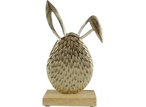 4056422146884 - Dekofigur AM DESIGN Osterei aus Aluminium und Mangoholz gold (goldfarben) B5cm H205cm T205cm Metall Metall Dekofiguren Osterdeko in zwei Größen