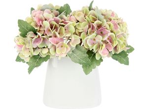 4019844774806 - Kunstblume IGEA Hortensienbusch grün (grün rot) B30cm H30cm Keramik Kunststoff Polyester Kunstpflanzen In Keramikvase