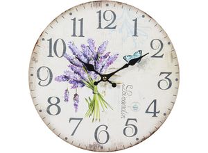4050223846660 - Wanduhr Lavendel 28cm Wanduhren Gr B H T 28 cm x 28 cm x 35 cm bunt Wanduhren