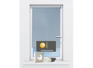 4250178723645 - Seitenzugrollo KUTTI Seitenzugrollo Luna verdunkelnd Klemmfix ohne Bohren Fixmaß Gr 1 blau (hellblau) B60cm H160cm Polyester Rollos Sichtschutz Sonnenschutz