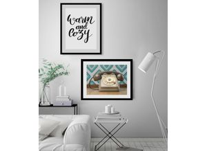 4049009839668 - Bild QUEENCE Call me later Bilder Gr B H 70 cm x 50 cm Wandbild Querformat 1 St beige (natur) Bild Kunstdruck Bilder mit Rahmen