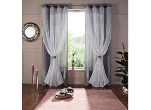 6930325424356 - Gardine HOME AFFAIRE Blair Gardinen Gr 145 cm Ösen 140 cm grau (weiß grau) Landhaus Gardinen Gardine doppellagig transparente Stofflage mit Stickerei und in Seiden Optik 6930325424356 - Gardine HOME AFFAIRE Blair Gardinen Gr 145 cm Ösen 140 cm grau (weiß grau) Landhaus Gardinen Gardine doppellagig transparente Stofflage mit Stickerei und in Seiden Optik