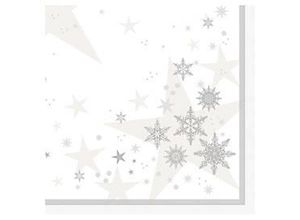 4002911431610 - Servietten ROYAL Collection Stars & Snowflakes Stoffoptik 1 4 Falz B 400 x H 400 mm FSC®-Papier weiß 20 Stück