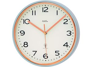 4037445156173 - Funkwanduhr AMS F5508 grau Wanduhren H 5cm QuarzuhrWohnzimmerEsszimmerKücheArbeitszimmerBüro