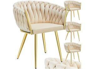 4061173273420 - tectake® Set Esszimmerstuhl gepolstert mit Samtbezug Knotendesign schlanke Stahlbeine 605 x 55 x 75 cm 4061173273420 - tectake® Set Esszimmerstuhl gepolstert mit Samtbezug Knotendesign schlanke Stahlbeine 605 x 55 x 75 cm