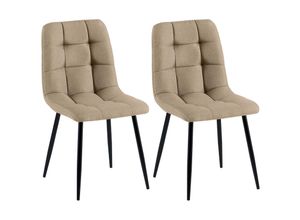 4255716368371 - 2er Set Esszimmerstuhl Tilde I Küchenstühle gepolstert mit gestepptem Bezug I Polsterstühle mit Metallgestell I Bis 150 kg belastbar