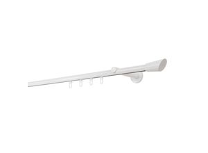 4066866178174 - Ondeco - Gardinenstange auf Maß Innenlauf 20mm Rag 1-lauf Vorhangstange Wandträger 12cm Stilgarnitur Gleiter für Vorhänge - Weiß - 150cm