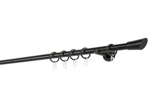 4066866108881 - Ondeco - Gardinenstange auf Maß 20mm Match 1-lauf Vorhangstange Wandträger 65cm Stilgarnitur mit Ringen für Vorhänge - Schwarz - 300cm