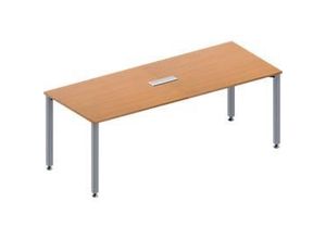 4251898816464 - Genius Konferenztisch MODENA FLEX 3-fach Anschluss Rechteck 4-Fuß Quadratrohr B 2000 x T 800 x H 720-840 mm Buche weißalu