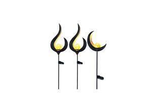 9007371501823 - - led Gartendeko Solarleuchten Steckleuchten Außenleuchte Dekoration Flammen-Design IP44 klar bronzefarben 3er Set