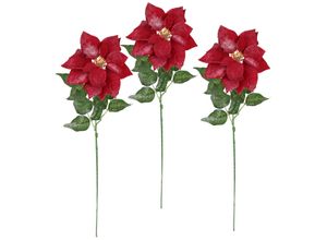 4019844816551 - Kunstblume IGEA Poinsettia Christstern rot B20cm H70cm L8cm Polyester Kunstpflanzen 3er Set 70cm Blume Blüte Weihnachtsstern Weihnachtsdeko Adventsstern