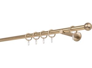 4066866114721 - Gardinenstange MYDECO 20mm Ball Wandträger 12 cm Gardinenstangen Gr L 250 cm 1 läufig grau (messingfarben) Gardinenstangen Wandmontage