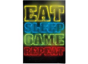 8714597563030 - Poster REINDERS Poster Zocken Eat sleep game repeat Bilder Gr B H 61 cm x 915 cm Spiele 1 St bunt (mehrfarbig) Poster 8714597563030 - Poster REINDERS Poster Zocken Eat sleep game repeat Bilder Gr B H 61 cm x 915 cm Spiele 1 St bunt (mehrfarbig) Poster