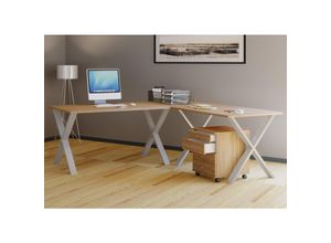 4051814398278 - Holz Schreibtisch Eckschreibtisch schlicht 190x190 L Form links oder rechts Arbeitstisch Platte 50 cm tief Computertisch Büromöbel - Lona X