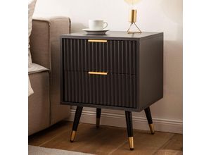 4251757723797 - Nachtkonsole Schwarz mit Eiche-Dekor 435x39x56 cm Nachttisch Modern Nachtkommode Boxspringbett mit Schubladen Nachtkästchen mit Stauraum 4251757723797 - Nachtkonsole Schwarz mit Eiche-Dekor 435x39x56 cm Nachttisch Modern Nachtkommode Boxspringbett mit Schubladen Nachtkästchen mit Stauraum