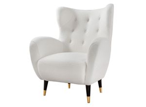 4251561921792 - riess-ambiente Retro Design Sessel DON weiß Bouclé Federkern goldene Fußkappen