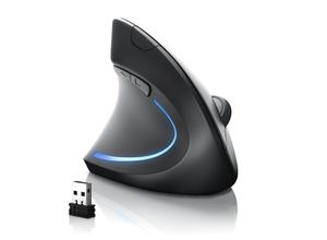 4062861844243 - CSL - Maus kabellos für Linkshänder - Vertikalmaus Bluetooth und 24 Ghz Wireless Funkmaus - vertikal ergonomisch - Vorbeugung gegen Mausarm - für PC