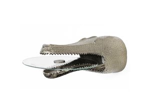 4251561921808 - riess-ambiente Design HÃ¤ngetisch WILDLIFE CROCODILE 60cm silber Metall Krokodil Beistelltisch