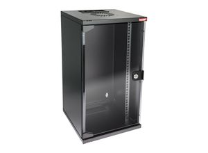 4010537631024 - HMF 63412-02 Netzwerkschrank Serverschrank 10 Zoll 12 HE 300 mm Tiefe Voll montiert Glastür Schwarz