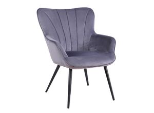 4251561917672 - riess-ambiente Design Armlehnen Sessel SCANDINAVIA grau anthrazit Samt schwarz Metall mit Armlehnen