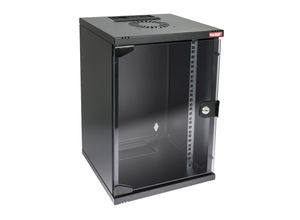 4010537630928 - 63409-02 Netzwerkschrank Serverschrank 10 Zoll 9 he 300 mm Tiefe Voll montiert Glastür Schwarz - HMF