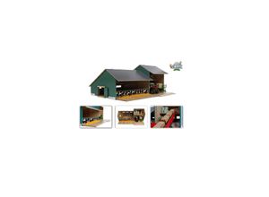 8713219349694 - Van Manen Kids Globe 610200 - Stall mit Schuppen aus Holz Maßstab 132 Scheune Fahrzeuge grün Kinder