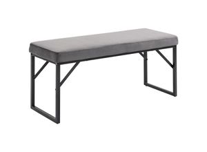 4255633529305 - Sitzbank Polsterbank Bettbank in Samtoptik Schminkbank Flurbank für Wohnzimmer Schlafzimmer bis 200 kg Belastbar Stahl Dunkelgrau 100 x 35 x