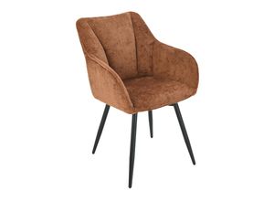 4251561921440 - riess-ambiente Drehbarer Retro Stuhl AVIGNON rost braun Chenille schwarze Metallbeine