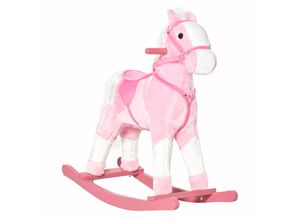 4250871259533 - Kinder Schaukelpferd Schaukeltier Schaukelspielzeug Wiehern Rosa 74x28x65cm