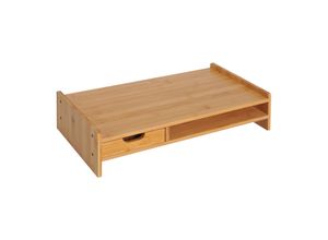 4250871263264 - Homcom - Monitorständer Bildschirmständer Schreibtisch-Organizer Mit Schubladen Natur L49 x B255 x H115 cm - Natur