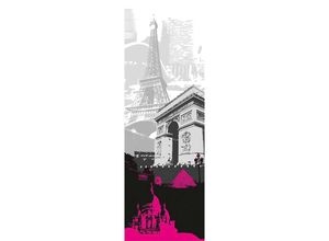 4051315087497 - Fototapete Paris Tapeten Grafik Tapete Stadt paris Grau Pink Panel 100m x 280m Gr B L 1 m x 28 m lila (grau schwarz lila) Fototapeten Stadt Tapeten
